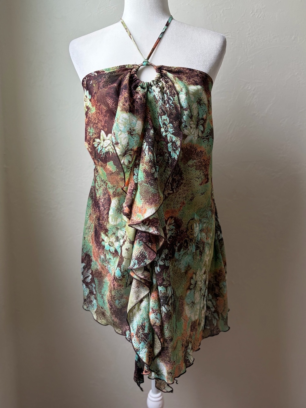 Lane Bryant Floral Halter Handkerchief Top Size 20